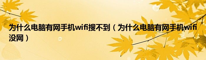 为什么电脑有网手机wifi搜不到（为什么电脑有网手机wifi没网）