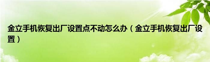 金立手机恢复出厂设置点不动怎么办（金立手机恢复出厂设置）