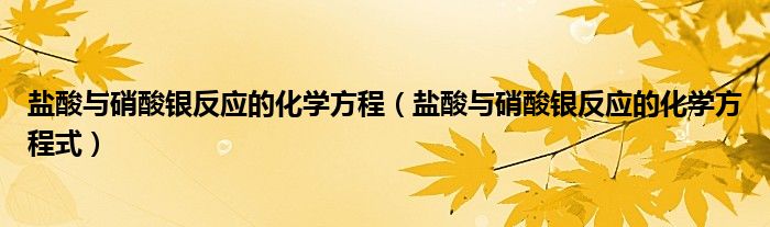 盐酸与硝酸银反应的化学方程（盐酸与硝酸银反应的化学方程式）