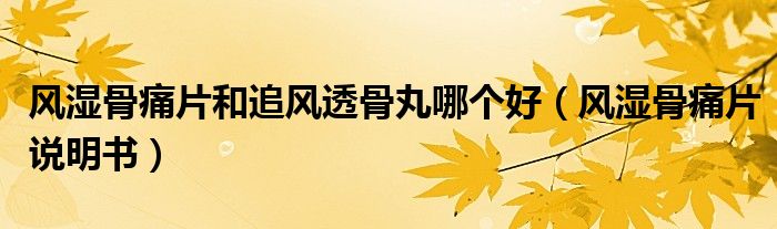 风湿骨痛片和追风透骨丸哪个好（风湿骨痛片说明书）