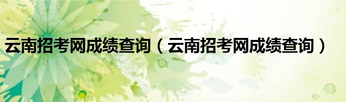 云南招考网成绩查询（云南招考网成绩查询）