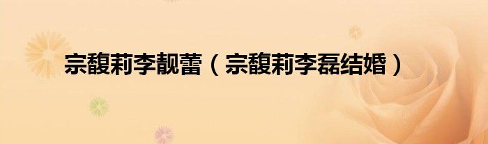 宗馥莉李靓蕾（宗馥莉李磊结婚）