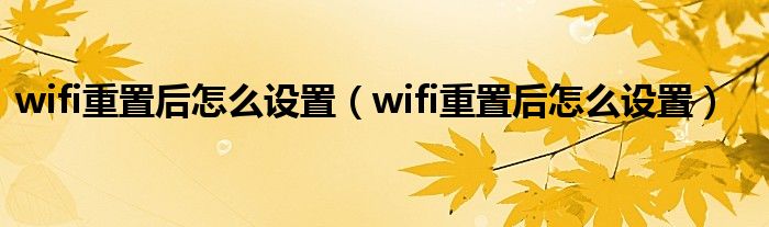 wifi重置后怎么设置（wifi重置后怎么设置）