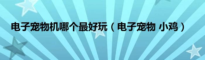 电子宠物机哪个最好玩（电子宠物 小鸡）