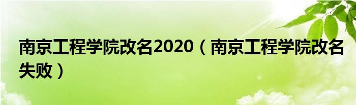 南京工程学院改名2020（南京工程学院改名失败）