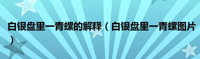 白银盘里一青螺的解释（白银盘里一青螺图片）
