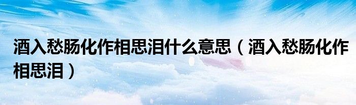 酒入愁肠化作相思泪什么意思（酒入愁肠化作相思泪）