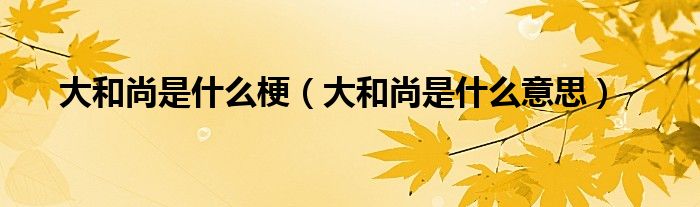 大和尚是什么梗(大和尚是什么意思)