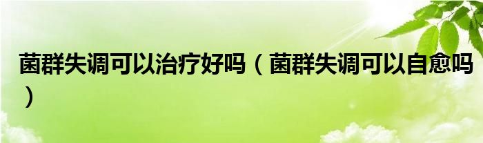 菌群失调可以治疗好吗（菌群失调可以自愈吗）