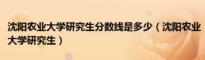 沈阳农业大学研究生分数线是多少（沈阳农业大学研究生）