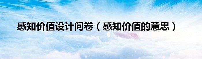 感知价值设计问卷（感知价值的意思）