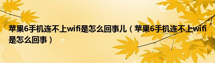 苹果6手机连不上wifi是怎么回事儿（苹果6手机连不上wifi是怎么回事）