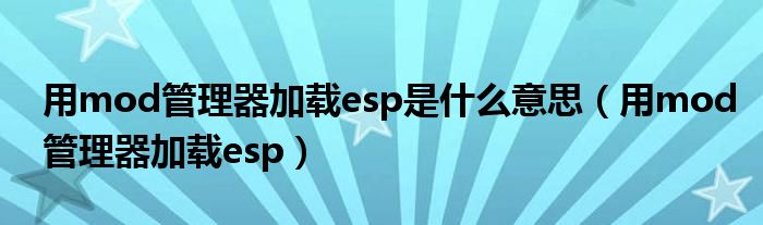 用mod管理器加载esp是什么意思（用mod管理器加载esp）