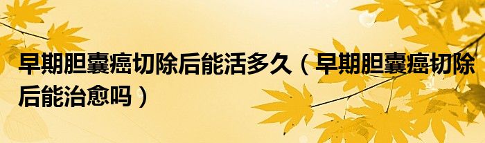 早期胆囊癌切除后能活多久（早期胆囊癌切除后能治愈吗）