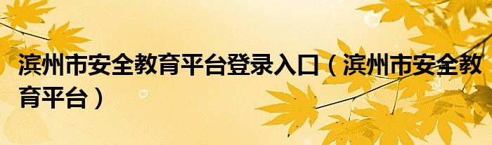 滨州市安全教育平台登录入口（滨州市安全教育平台）
