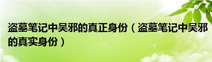 盗墓笔记中吴邪的真正身份（盗墓笔记中吴邪的真实身份）