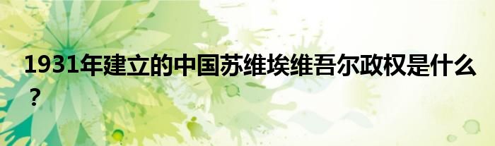 1931年建立的中国苏维埃维吾尔政权是什么？