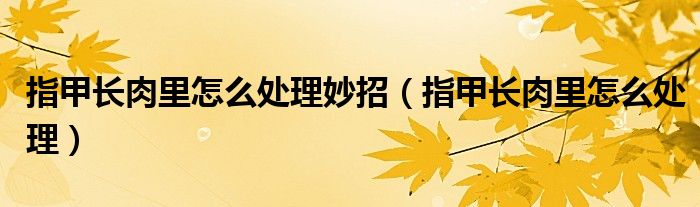 指甲长肉里怎么处理妙招（指甲长肉里怎么处理）