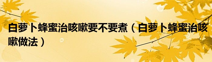 白萝卜蜂蜜治咳嗽要不要煮（白萝卜蜂蜜治咳嗽做法）