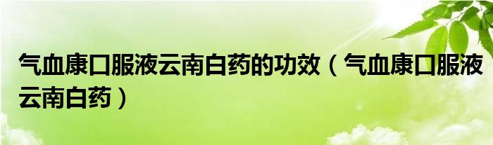 气血康口服液云南白药的功效（气血康口服液云南白药）