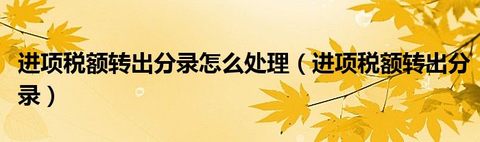 进项税额转出分录怎么处理（进项税额转出分录）