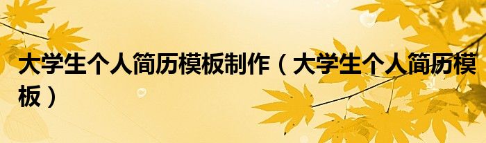 大学生个人简历模板制作（大学生个人简历模板）