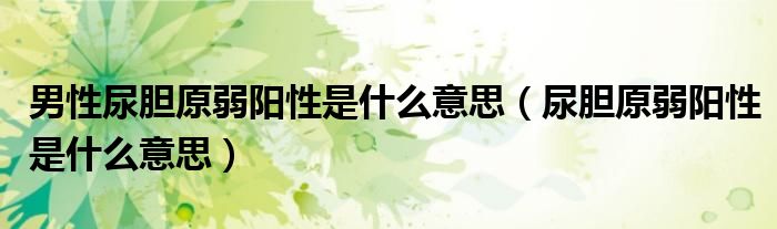 男性尿胆原弱阳性是什么意思（尿胆原弱阳性是什么意思）