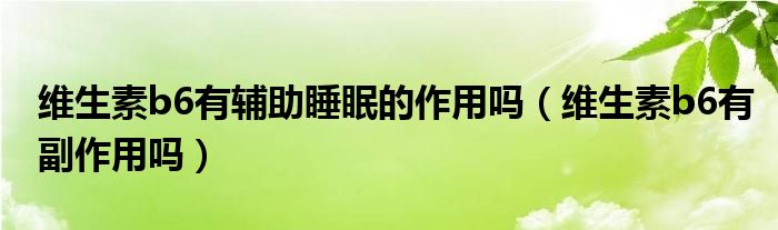 维生素b6有辅助睡眠的作用吗（维生素b6有副作用吗）