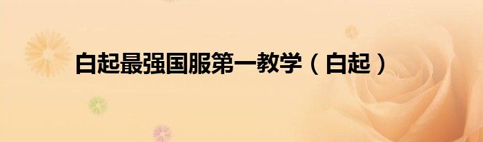 白起最强国服第一教学（白起）