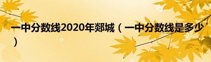 一中分数线2020年郯城(一中分数线是多少)