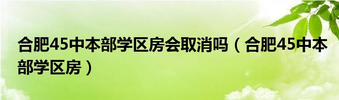 合肥45中本部学区房会取消吗（合肥45中本部学区房）