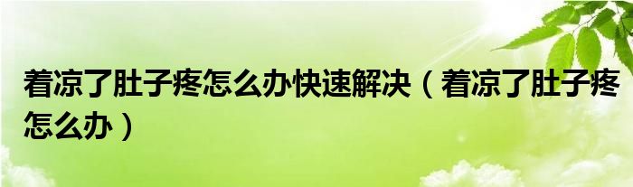 着凉了肚子疼怎么办快速解决（着凉了肚子疼怎么办）