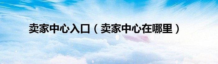 卖家中心入口（卖家中心在哪里）