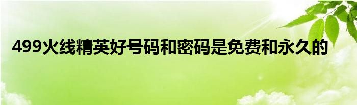 499火线精英好号码和密码是免费和永久的