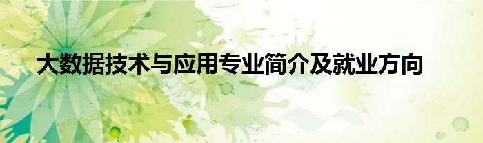 大数据技术与应用专业简介及就业方向