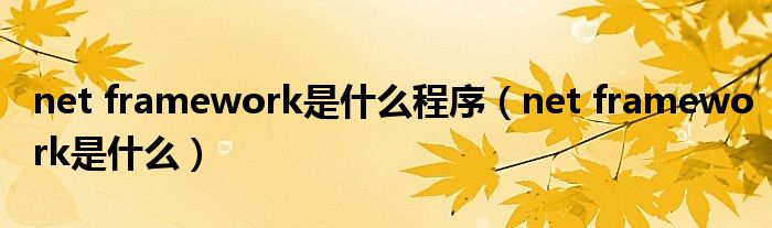 net framework是什么程序（net framework是什么）