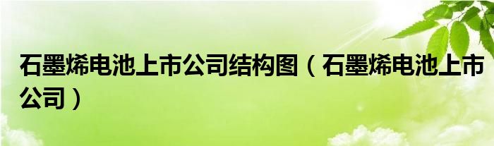 石墨烯电池上市公司结构图（石墨烯电池上市公司）