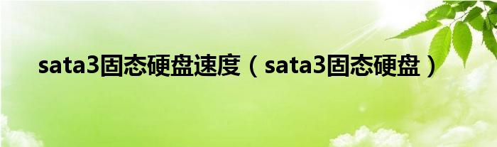 sata3固态硬盘速度（sata3固态硬盘）
