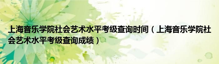 上海音乐学院社会艺术水平考级查询时间（上海音乐学院社会艺术水平考级查询成绩）