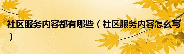 社区服务内容都有哪些（社区服务内容怎么写）