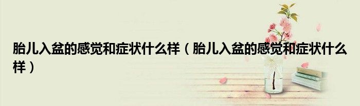 胎儿入盆的感觉和症状什么样（胎儿入盆的感觉和症状什么样）