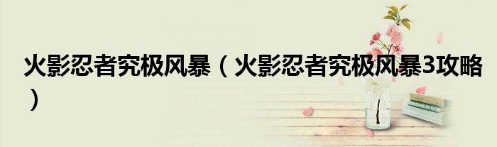 火影忍者究极风暴（火影忍者究极风暴3攻略）