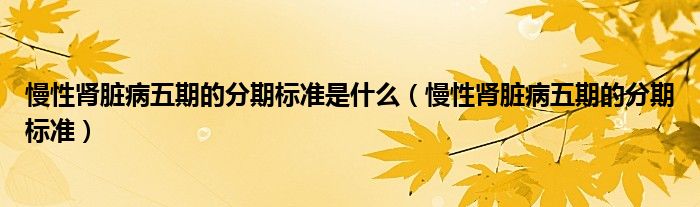 慢性肾脏病五期的分期标准是什么（慢性肾脏病五期的分期标准）