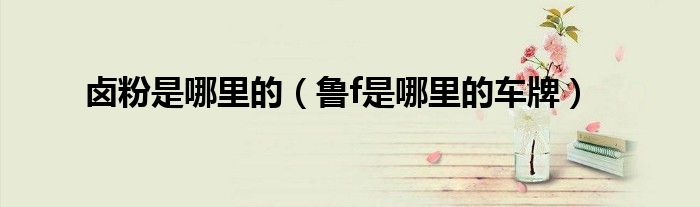 卤粉是哪里的（鲁f是哪里的车牌）