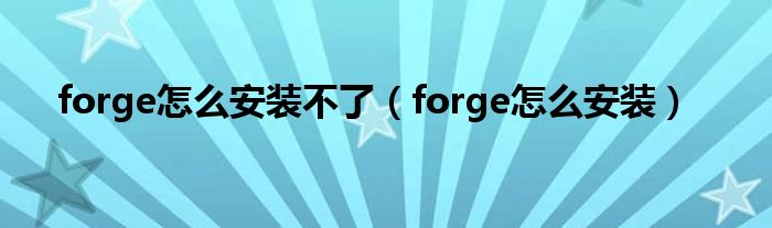 forge怎么安装不了（forge怎么安装）