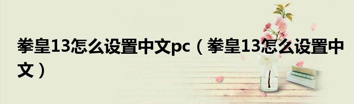 拳皇13怎么设置中文pc（拳皇13怎么设置中文）
