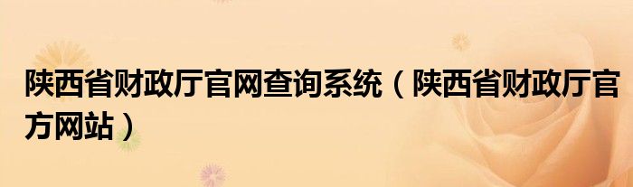 陕西省财政厅官网查询系统（陕西省财政厅官方网站）