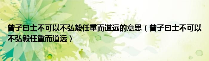 曾子曰士不可以不弘毅任重而道远的意思（曾子曰士不可以不弘毅任重而道远）
