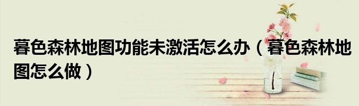 暮色森林地图功能未激活怎么办（暮色森林地图怎么做）