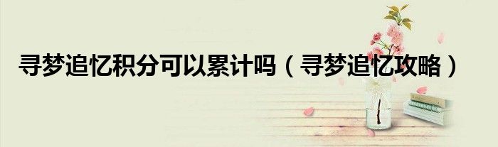 寻梦追忆积分可以累计吗（寻梦追忆攻略）